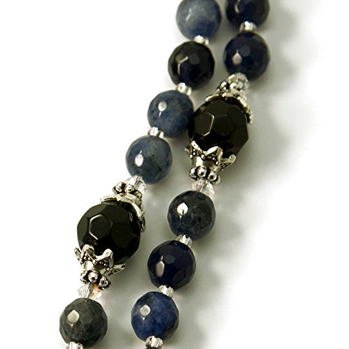 Silver Inches Prayer Beads Saint Benedict Sodalite Gemstone Catholic Rosary With Blessed With Anointing Oil (Not A Necklace) #TOP1