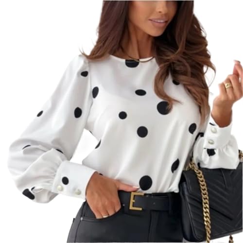 Polka Dots Punkte Kurzarm Shirt Bluse Modisches, gepunktetes Hemd for...