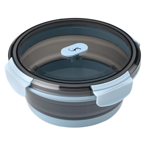 Lurch Frischhaltebox Silikon 800 ml rund Frozen Blue – Faltbar und Auslaufsicher - Lunchbox für unterwegs