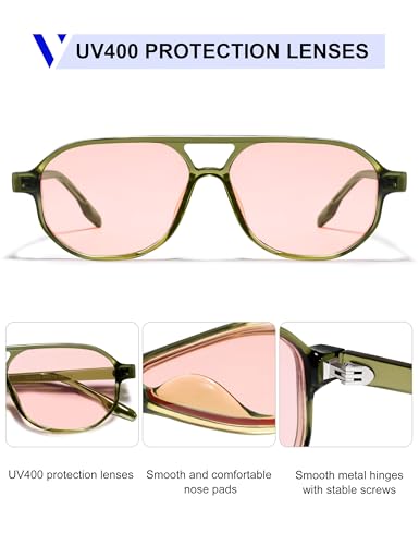 Image of VANLINKER Retro 70s Aviator Sunglasses for Women Men,Classic Small Square Vintage Trendy Hexagonal Shades 2025 UV400 VL9870