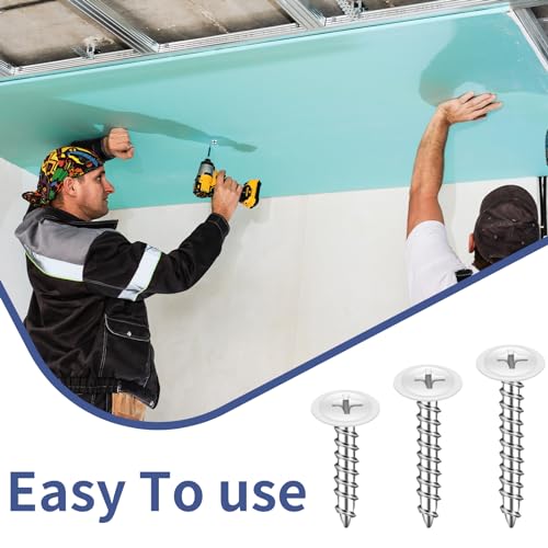 120 Stück #8 weiße Schrauben, weißes Gewinde, Flachkopfschrauben, selbstschneidende Schrauben, Holz, weiße Blechschraube, Holzarbeitsschraube für Wandplatten, 1/2 Zoll, 3/4 Zoll, 1 Zoll