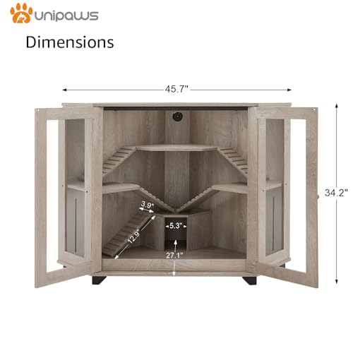 unipaws Chinchillas Cage with Ramp, Rat Cage with House, Hedgehog Cage, Critter Nation Cage for Hamster, Squirrel, Clear Acrylic, Corner Small Animal Cage