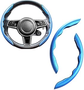 Carbon Fiber Steering Wheel Cover, Men's and Women's Safe and Non Slip Car Accessory,15-inch Universal Auto Car Steering Wheel Cover, Steering Accessories for Car,Great Gifts (Blue)