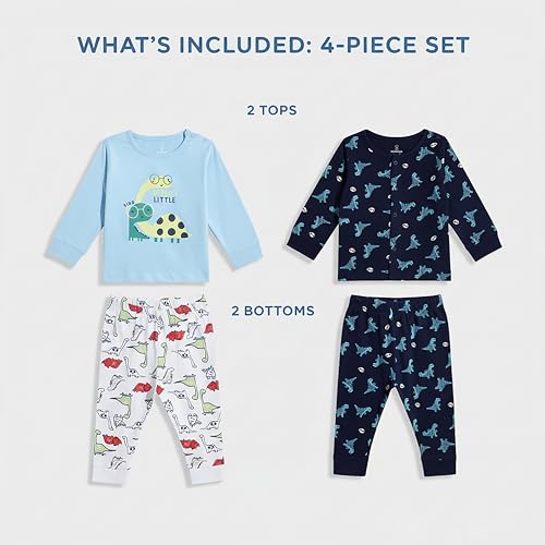 Image of Mothercare Girls Autumn Charm Printed Full Sleeve 4-Piece Top and Pyjama Set