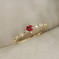 Vista 3 de Plata de ley 925 con forma de corazón brillante con circonita cúbica Anillos de chapado en oro Anillos de diamantes rojos para mujeres Hallazgos