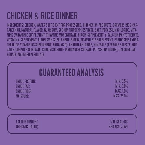 Image of A Strong Heart Wet Dog Food, Chicken & Rice Dinner - Loaf Texture, Complete & Balanced for All Life Stages, Made in USA by Simmons Pet Food - 13.2 oz Cans, Pack of 12