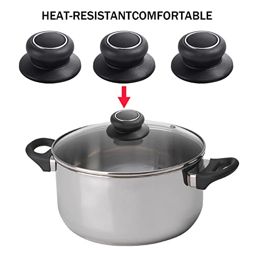 4Pcs Universal Pot Lid Top Replacement Knob,Heat Resistant And Prevent Static Electricity,Easy Installation Kitchen Cookware Replacement Pan Lid Holding Handles. (Black) #TOP5