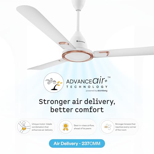 Image of atomberg Erica Signature 1230mm BLDC Ceiling Fan | | Regulator Operated | Advance air+ technology | BEE rated 5 star | Low noise operation | 3 Years Warranty (Gloss White)