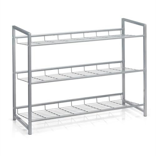 Image of 3 Layer Shoe Rack for Home Chappal Stand Sneakers Slippers Stand Footwear Space Saving Rack Bookshelf Storage Organizer Kitchen Storage Rack Metal Frame (White)