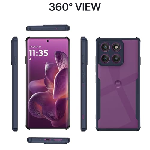 Image of Pikkme Back Cover for Motorola Moto Edge 60 Pro 5G | Ultra Hyrbid | Full Camera Protection | Raised Edge | Crystal Clear Transparent Bumper Case (Blue)