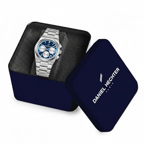 Image of Daniel Hechter Paris Hoche Collection Chronograph Analog Watch for Men - Brushed Stainless Steel case and Strap with Date Display