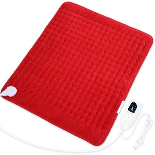 Image of Deepsoon Heating Pad,Electric Heating Pads for Back,Neck,Moist Heating Pad for Abdomen Shoulder Knee Legs,Dry /Moist Heat&Auto Shut Off,Mother's Day Birthday for Men and Women,Red,24x20 Inch