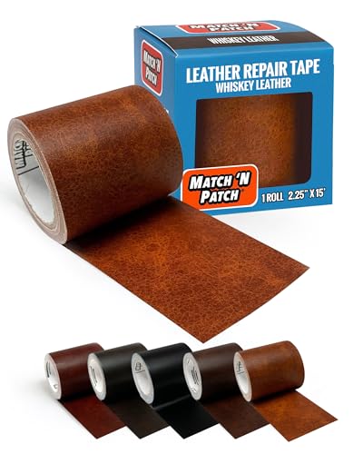 MATCH 'N PATCH Realistic Leather Repair Tape - Durable, Easy-to-Apply, Professional Grade, Versatile Use, Designed in North Carolina for Furniture Restoration & DIY - Whiskey, 2.25 inch x 15 feet