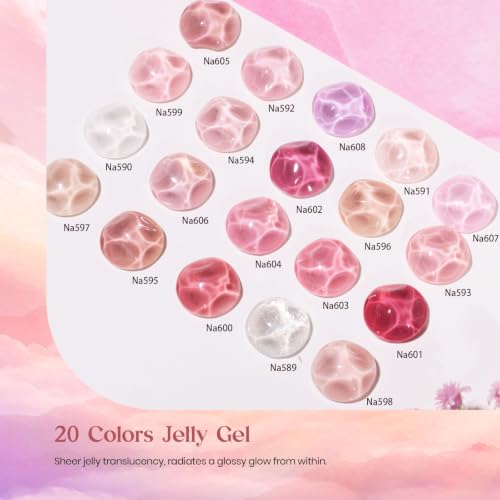 Image of Beetles Nude Pink Gel Nail Polish Set, Nude Paradise Gel Polish Kit 25PCS 20 Colors Jelly Pink Sheer Glitter White Soak Off UV Base Glossy Matte Top Coat Nail Charms Gift for Women