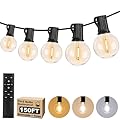 150FT LED Outdoor String Lights with 3 Color Lights, Dimmable String Lights for Outside with Remote, G40 Globe Waterproof Patio Lights with 75+2 Shatterproof Bulbs for Party Backyard BBQ House Camping