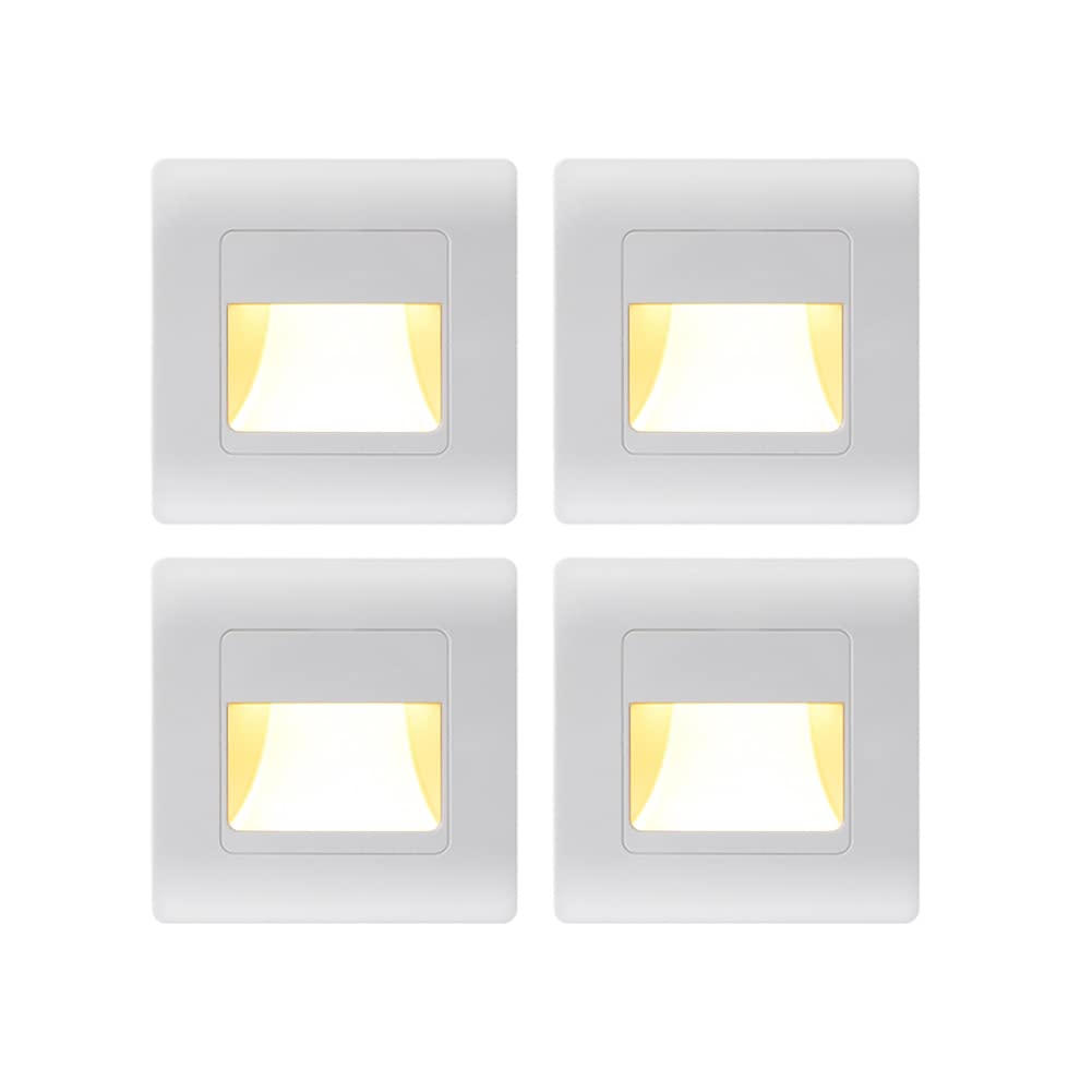 Opaeroo Recessed LED Stair Light Wall Lamp Motion Sensor Wall Lamp AC85-265V Step Lamp Corridor Lighting Indoor Wall Lighting 4PcsColdWhite White