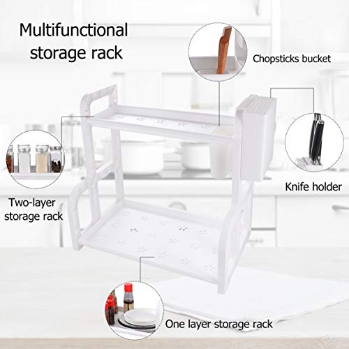 TOPBATHY Cremalheira Do Spice 2 Camadas Bancada Prateleira De Armazenamento de Plástico Suporte para