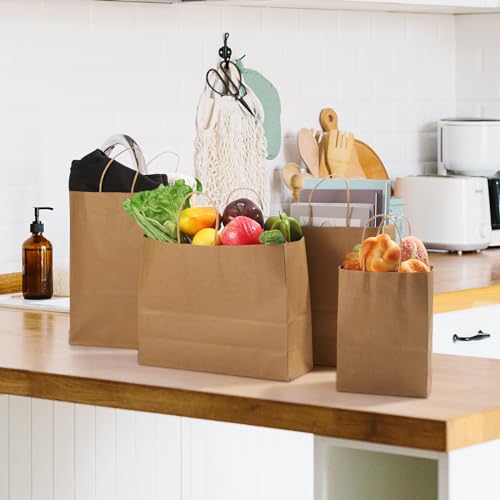 woric 120 PCS Brown Paper Bags with Handles, Large Gift Bags 4 Assorted Sizes Bulk Paper Bags for Small Business Retails Shopping by woric - Image 4