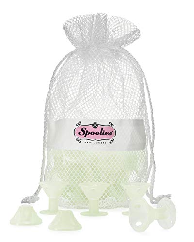 Spoolies Original Hair Curlers, Heatless Silicone Rollers With Mesh Bag Gift For Natural Hair, Hair Extensions Plus Wigs, Made In Usa, 24 Medium Size, (Hello Glow) #TOP18