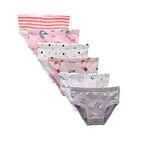 muyan Little Girls' Soft Cotton Underwear Bring Cool, Breathable Comfort Experience Panty (Stripe Dot 7, 6-7T)