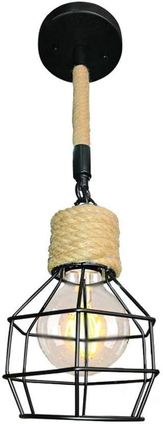 Genérico Lámpara Colgante De Metal De Hierro Simple Lámpara Steampunk Lámpara De Cuerda De Cáñamo Industrial En V - Iluminación De Jaula De Pájaros Lámpara De Techo Retro Edison E27,lampara araña