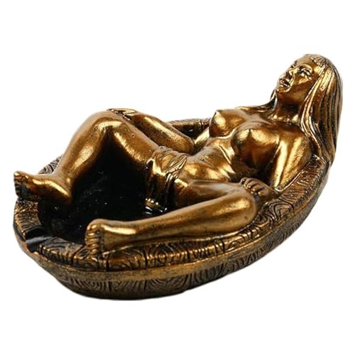 Sexy Naked Girl Vintage Resin Ashtray, Small Beauty Bathing Figurine