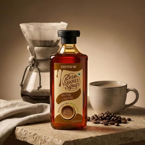 Image of Carmine Zero Sugar Filter Coffee Syrup - 330g | Sweetened with Pure Monk Fruit | Plant-Based | No Added Sugar or Artificial Ingredients, No Artificial Colors