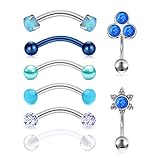 Rajnard 16G Piercing de Cejas 8 Piezas Anillos Piercing Tragus Helix daith Oreja Rook Acero quirúrgico Curvado Barbell Piercing joyería para Mujeres Hombres