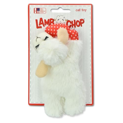 TOREXA Lamb Chop Cat Toy with Dangling Heart Plush with Catnip and Crinkle - Made of 100% Polyester The Lamb Chop Cat Toy Features North American Catnip and A Dangling Heart with Crinkle