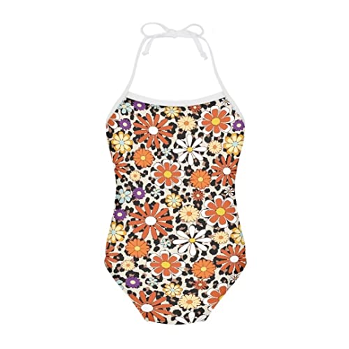 Image of Pinupub Girls Cute Swimsuit One Piece Bathing Suit Sleeveless Halter Neck Swimwear Beachwear