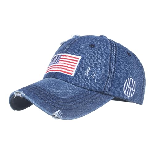 Image of USA Flag Baseball Cap American Patriotic Trucker Hat Father Dad Mother Mom Adjustable Sportswear Hat for Men Women Adults