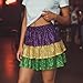 Womens Mardi Gras Sequin Tiered Skirt Elastic Waist Glitter Ruffled Layered Mini Skirt Party Costume Cosplay Outfit (Purple, XL)