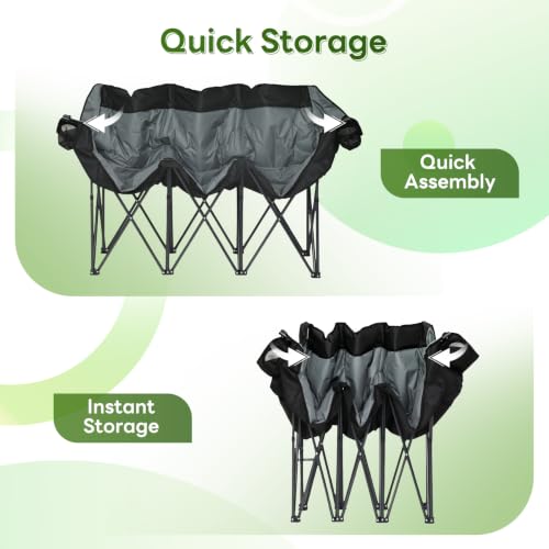 Silla de camping para 3 personas Hosile modelo 3 Person Camping Chairs negra miniatura 3