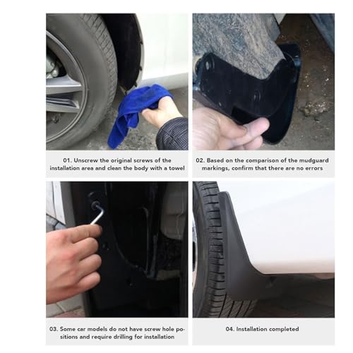 Image of Mud Flaps, Universal Mud Flaps Set for Car, 4PCS Car Mud Flaps Front Rear Left Right Splash Proof Effective Splash Guards for Cars, SUVs, Automotive Exterior Accessories