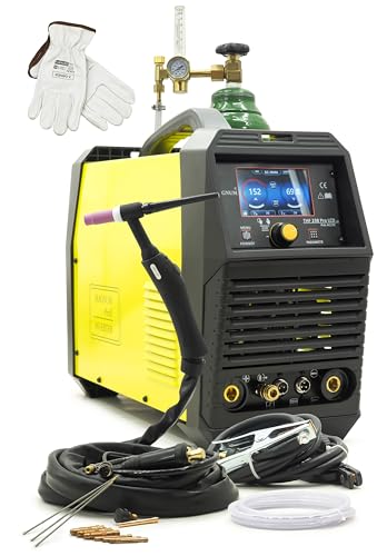 Magnum THF 238 PRO LCD v2 WIG   Soldadora de aluminio AC DC 200 A (incluye botella de gas de argón de 8 L, regulador de presión, rotador y accesorios) Bestschweissen.de