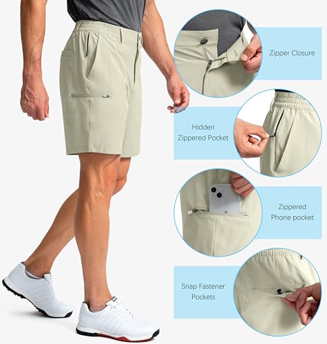 Image of Pinkbomb Men's Golf Shorts with 6 Pockets Stretch Quick Dry Hiking Work Dress Shorts for Men