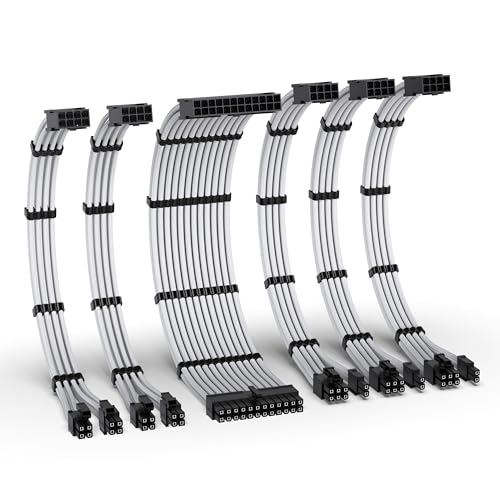 EZDIY-FAB PC電源延長スリーブケーブル 16AWG 高性能銅芯 高耐久 24ピンATX(1本) / 8ピンCPU(2本) / 8ピンGPU(3本) 30cm セット 延長ケーブルは1000WのPC電源ユニットに対応 PSU対応 ケーブルコーム付