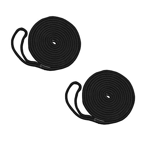 Double Braided Fender Line 3/8 Inch X 6 Feet 2 Pack (Black 3/8 inch x 6 Feet)