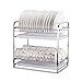 Produktbild Liudan Küchenregal 304 Edelstahl Dish Rack 2 Layer Multifunktionsbesteck Lagerregal mit Ablaufbox Haushaltsregal (Color : A)