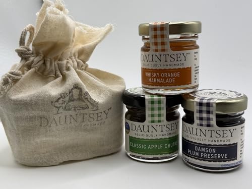Dauntsey Deliciously Handmade Trio of Mini Preserves, Whisky Orange Marmalade, Damson Plum Preserve,...