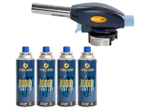 Kit Maçarico Portátil Com Controle Manual da Chama + 4 Refil