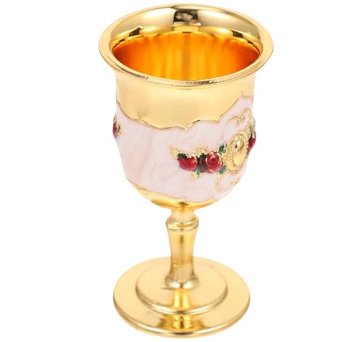 Hemobllo Cáliz de Aleación Zinc Inlay Diseño Irrompible Copa Vino Blanco y Licor con Tallo para Bar y Fiesta Hogar Patrón Floral Aleatorio Blanco Rojo