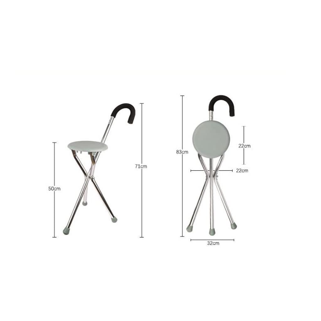 GCX- Taburete de muleta for Ancianos, Taburete Plegable Multifuncional de aleación de Aluminio, Asiento telescópico Antideslizante Firma