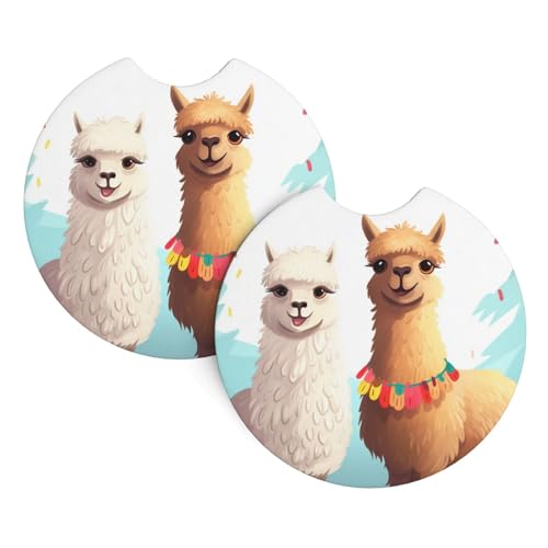 Llama alpaca portavasos para carro 2 piezas goma negra miniatura 3