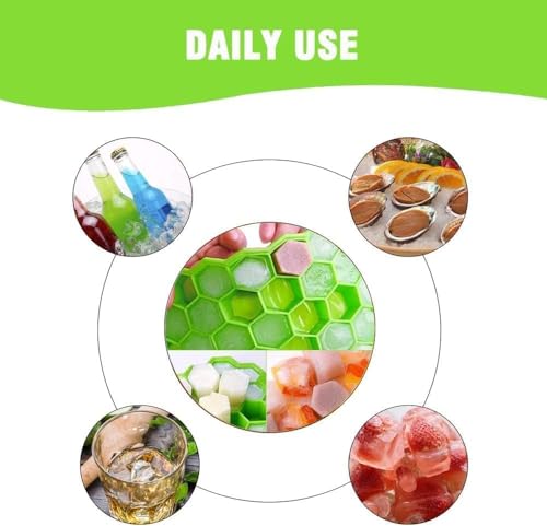 Image of Silicone Honeycomb 37 Cavity Ice Cube Tray for Freezer Moulds Small Cubes Whiskey Fridge Bar Soft Ice Cube Tray -Pack of 1