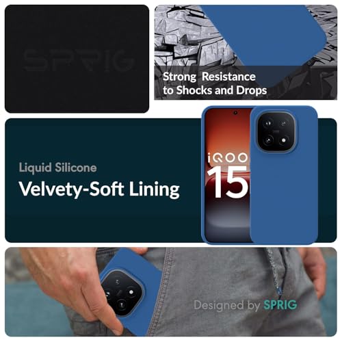 Image of SPRIG Compatible with IQOO 15 5G SilkTone Silicone Back Cover Drop Tested Shock Proof Mobile Case for Men, Women, Boys and Girls with Camera Protection (Navy Blue)