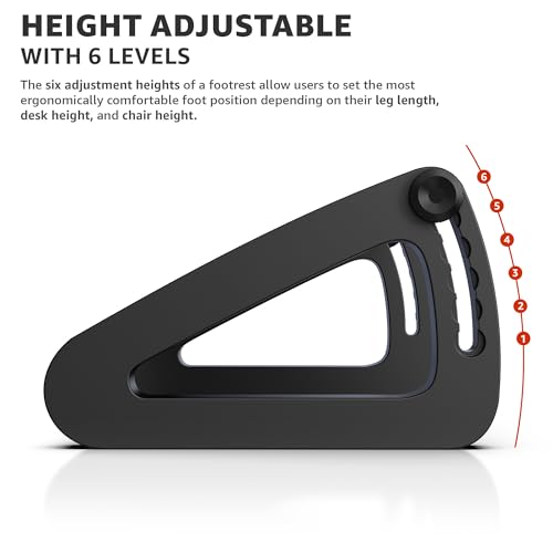 Image of Amazon Brand - Solimo Ergonomic Footrest for Under Desk | Anti-Slip Surface | Office & Home Use | Foot Rest for Improved Posture & Comfort (large adjustable)