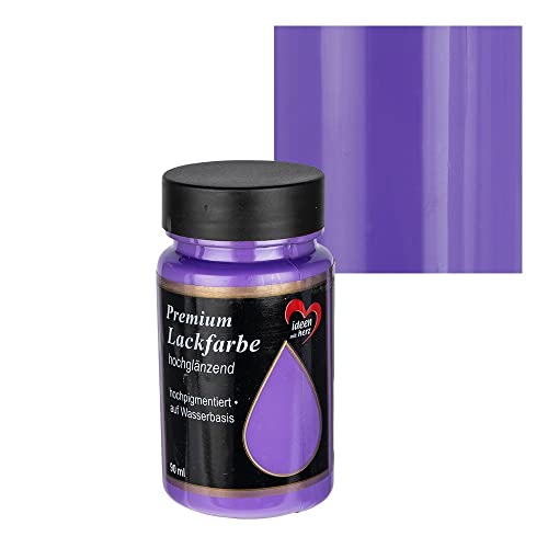 Ideen mit Herz Peinture laquée de qualité supérieure - Haute brillance - 90 ml - Idéale pour bois, polystyrène, plastique, verre, céramique (violet)