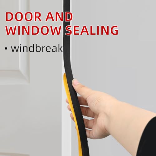 Image of QILIMA 2 Rolls Self Adhesive Foam Tape Weatherstrip Weather Stripping for Doors and Windows, Sound Proof Soundproofing Door Seal, Weatherstrip, Air Conditioning Seal Strip 1 /2in W x 1 /4in H x 16.5Ft L