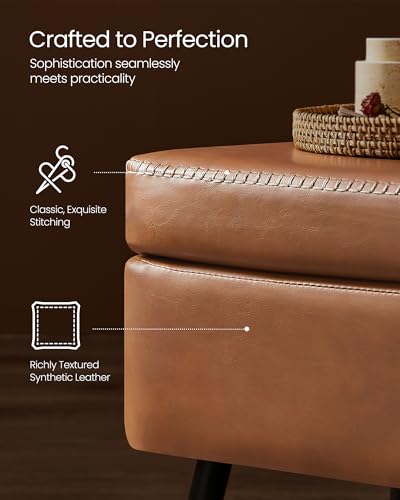 Image of VASAGLE Storage Ottoman Bench, PU Leather, Steel Legs